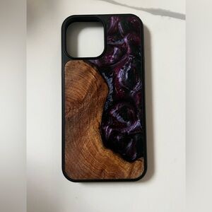 CARVED Wood and Purple Resin Phone Case